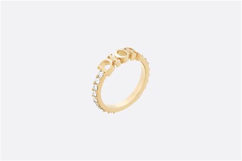 dior ring gold-finish metal and white crystals|christian Dior ring.